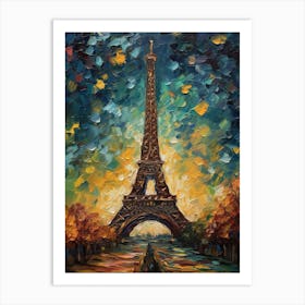 Eiffel Tower Paris France Vincent Van Gogh Style 26 Art Print