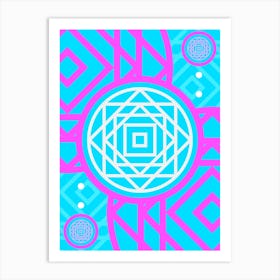 Geometric Glyph in White and Bubblegum Pink and Candy Blue n.0064 Art Print