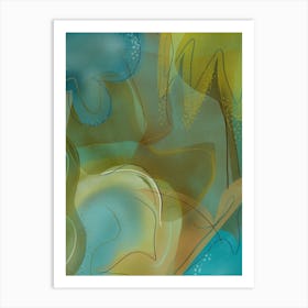 A Forest Abstract Blue Green Art Print