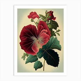 Hibiscus 1 Floral Botanical Vintage Poster Flower Art Print