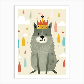 Little Timber Wolf 1 Wearing A Crown Art Print