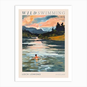 Wild Swimming At Loch Lomond Scotland 2 Poster Art Print