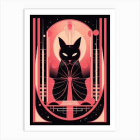 The High Priestess Tarot Card, Black Cat In Pink 3 Art Print