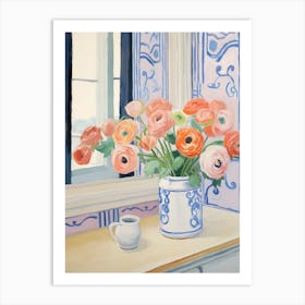 A Vase With Ranunculus, Flower Bouquet 4 Art Print