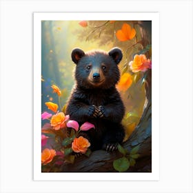 Black Bear In The Forest Art Print