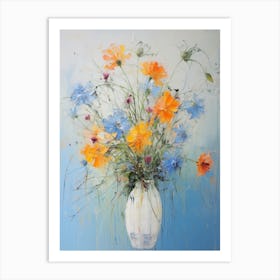 Abstract Flower Painting Love In A Mist Nigella 3 Art Print