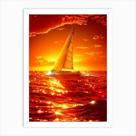 Sailboat At Sunset 27 Art Print