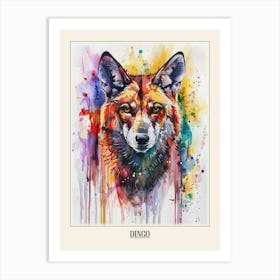 Dingo Colourful Watercolour 4 Poster Art Print