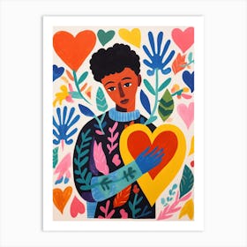 Heart Portrait Of A Person Matisse Inspired Patterns 5 Art Print