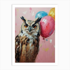 Cute Owl 2 With Balloon Art Print