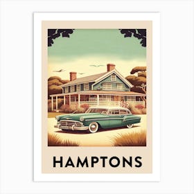 Hamptons Vintage Travel Poster Art Print