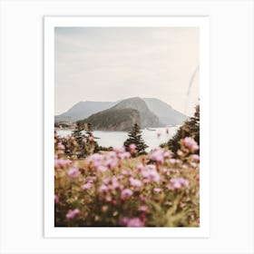 Flowers Overlooking Lake Art Print