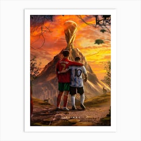 Cristiano Ronaldo And Lionel Messi Art Print