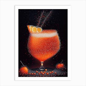 Fuzzy Navel Pointillism Cocktail Poster Art Print