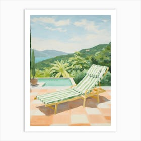 Sun Lounger By The Pool In Barcelona Spain Art Print