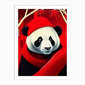 Pandainredscarfhat Art Print