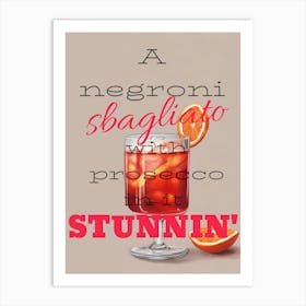 Negroni Prosecco Drink Food Art Art Print