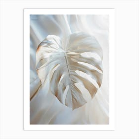 white Monstera Leaf Art Print