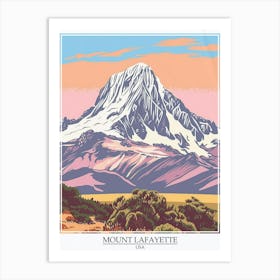 Mount Lafayette Usa Color Line Drawing 3 Poster Art Print