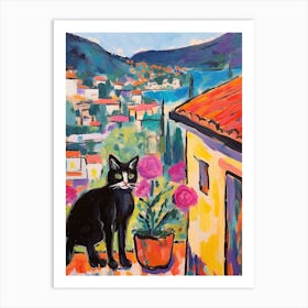 Painting Of A Cat In Tuscany Italy 3 Art Print