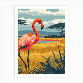 Greater Flamingo Lake Nakuru Nakuru Kenya Tropical Illustration 6 Art Print