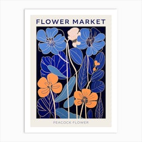 Blue Flower Market Poster Peacock Flower Market Poster 2 Art Print