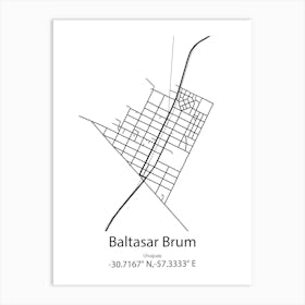 Baltasar Brum,Uruguay Minimalist Map Art Print