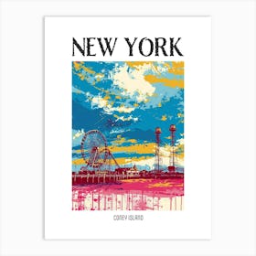 Coney Island New York Colourful Silkscreen Illustration 2 Poster Art Print