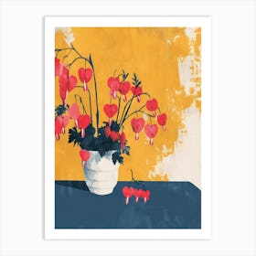 Bleeding Heart Flowers On A Table   Contemporary Illustration 4 Art Print