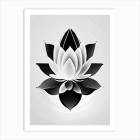 Double Lotus Black And White Geometric 1 Art Print