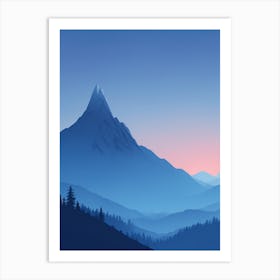 Misty Mountains Vertical Composition In Blue Tone 66 Art Print