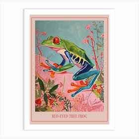 Floral Animal Painting Red Eyed Tree Frog 4 Poster Art Print
