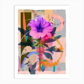 Petunia 4 Neon Flower Collage Art Print