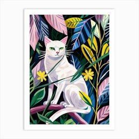 White Cat In The Jungle Art Print