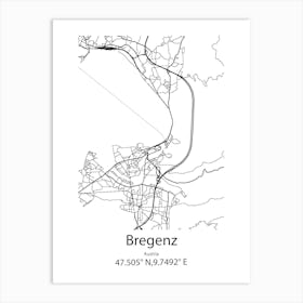 Bregenz,Austria Minimalist Map Art Print