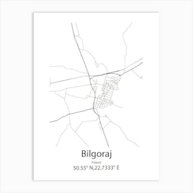 Bilgoraj,Poland Minimalist Map Affiche