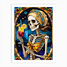 Skeleton drinking Cocktail Art Print