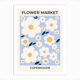 Flower Market Copenhagen Baby Blue Art Print