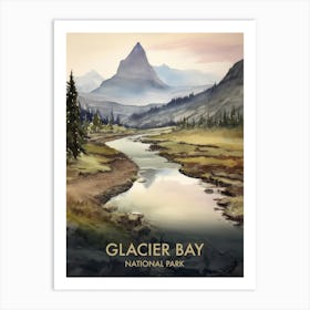 Glacier National Park Watercolour Vintage Travel Poster 4 Art Print