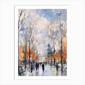 Winter City Park Painting El Retiro Park Madrid Spain 2 Art Print