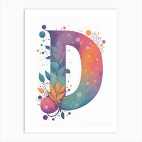 Colorful Letter D Illustration 74 Art Print