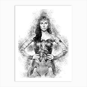 Gal Gadot Wonder Woman Drawing Art Print