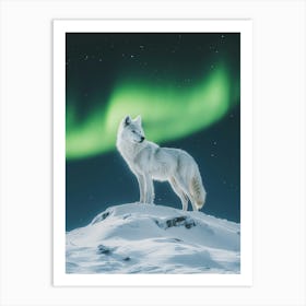 White Wolf In The Snow. Generated with AI. Art Print Art Print