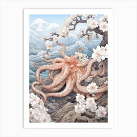 Day Octopus Japanese Style Illustration 2 Art Print