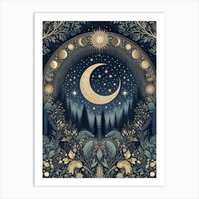 Moon And Stars 5 Art Print