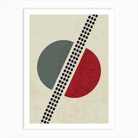 Minimalist Geometric Art with Divided Circle and Diagonal Dots Art Print