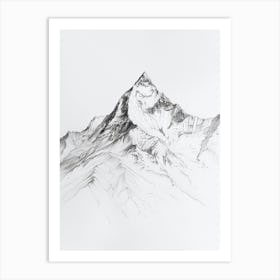 Annapurna Nepal Line Drawing 1 Art Print