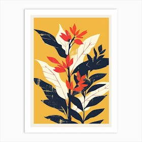 Botanical Tropical Leaves Groovy 2 Art Print