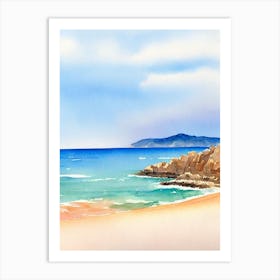 Cala Estreta Beach, Costa Brava, Spain Watercolour Art Print