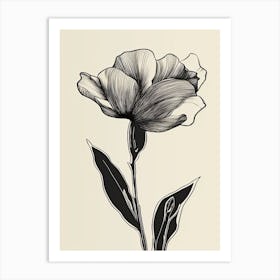 Gladioli Line Art Flowers Illustration Neutral 8 Art Print